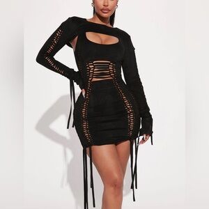 New women’s black fashion mini dress set